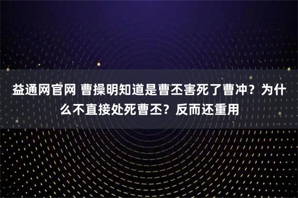 益通网官网 曹操明知道是曹丕害死了曹冲?为什么不直接处死曹丕?反而还重用